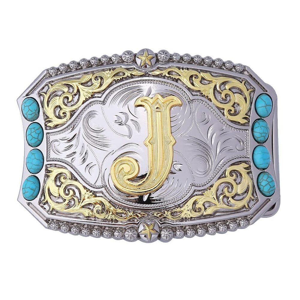 8551 Western Belt Buckle Cowboy Rodeo Initial Letters ABCDEFG to Z